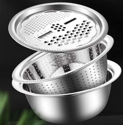 Premium 3-in-1 Multifunctional Stainless Steel Bowl & Grater Set