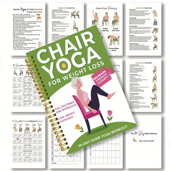 🔥🔥30-Day Chair Yoga Weight Loss Spiral Notebook & Exercise Guide