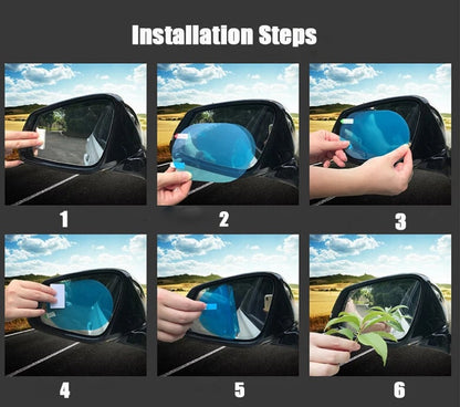 🔥LAST DAY 49% OFF - 4Pcs Anti-Rain Rearview Mirror Film — Drive Safely in Any Weather 🌧️