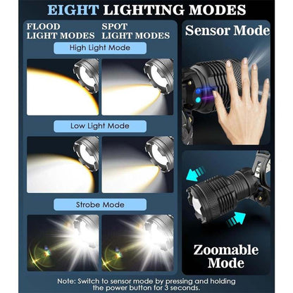 🔥HOT SALE 70% OFF✨150000 lumen rechargeable headlamp-60H long battery life detachable