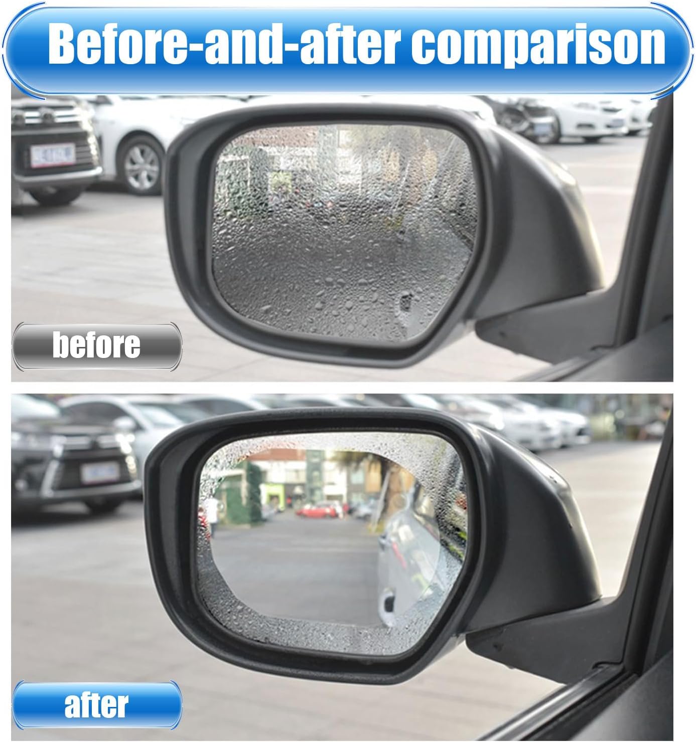🔥LAST DAY 49% OFF - 4Pcs Anti-Rain Rearview Mirror Film — Drive Safely in Any Weather 🌧️