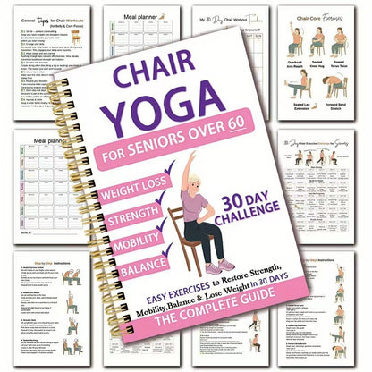 🔥🔥30-Day Chair Yoga Weight Loss Spiral Notebook & Exercise Guide