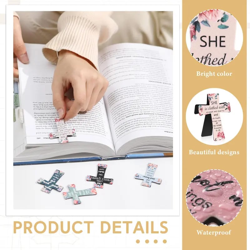 📖12 Pcs Magnetic Cross Bookmarks Gifts for Bible Study, Readers, Teachers, Students🌸✝️
