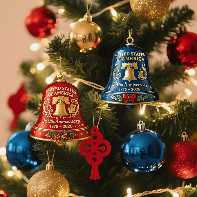 🌟Proudly made in Texas, USA🔔United States 250th Anniversary Bell Ornament