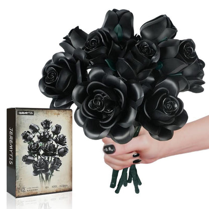 JEREMYTIS Black Rose Flower Bouquet BuildingSet, Black Rose Botanical Collection Blocks KitCompatible for Adults Women, Artificial FlowersGothic Decor for Valentine's Day & Halloween