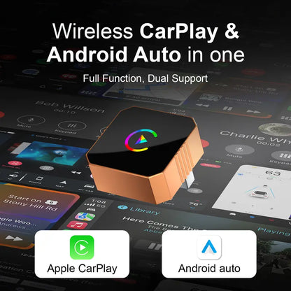Newest 2026 Wireless CarPlay Adapter for iPhone/Android - Apple 17 Orange Fast Connect No Delay, Hands-Free Calling Wireless Adapter Electronic Charger CarPlay Adapter