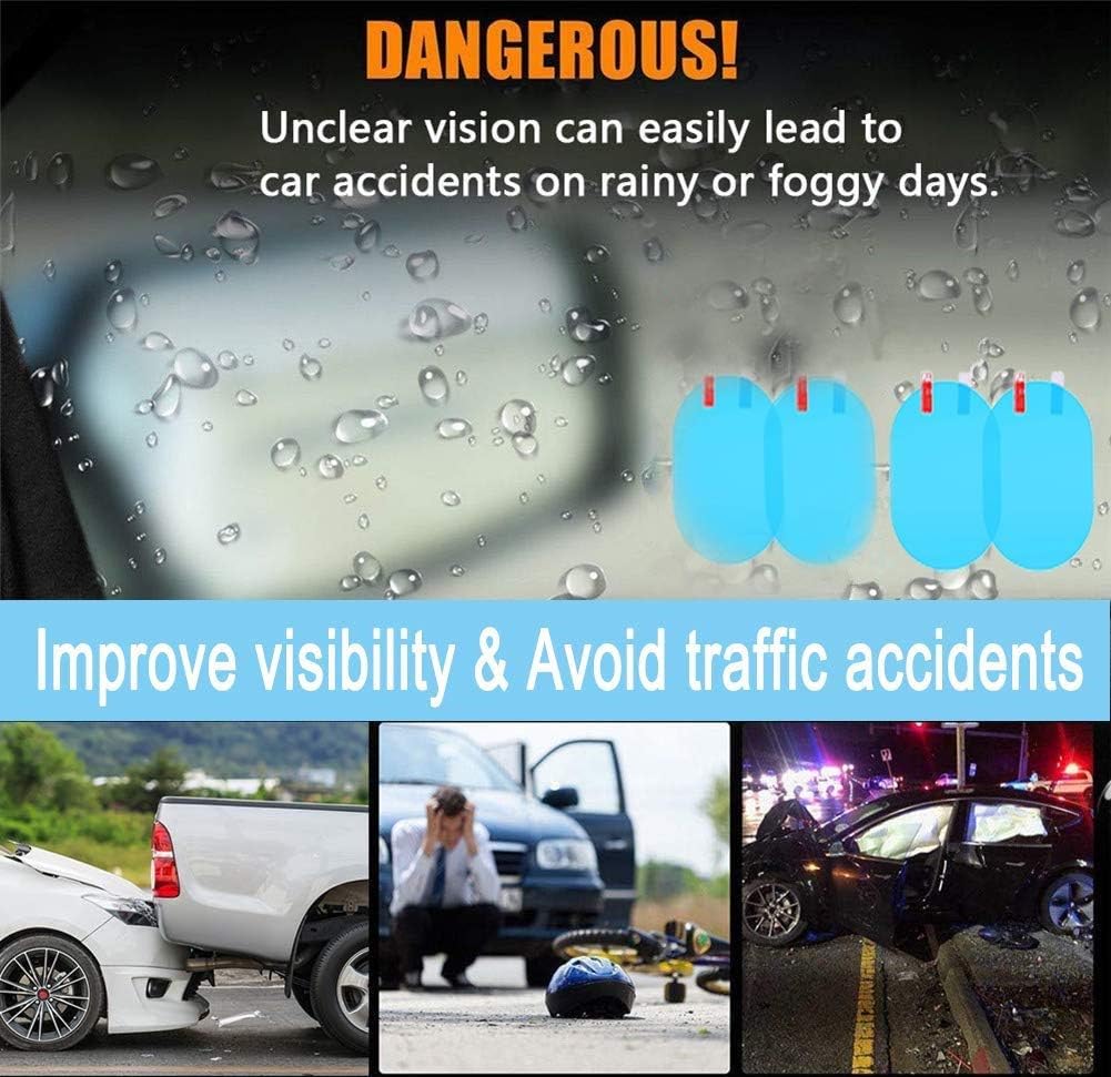 🔥LAST DAY 49% OFF - 4Pcs Anti-Rain Rearview Mirror Film — Drive Safely in Any Weather 🌧️