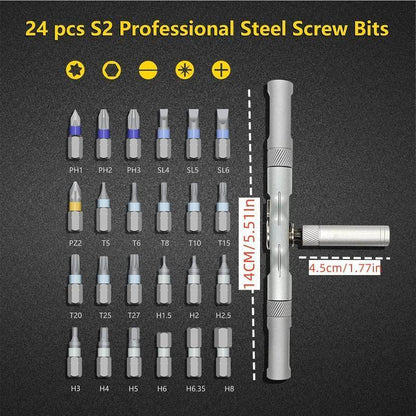 🔥24 in 1 DlY Screwdriver Set Magnetic Compact and Portable Ratchet Screwdriver