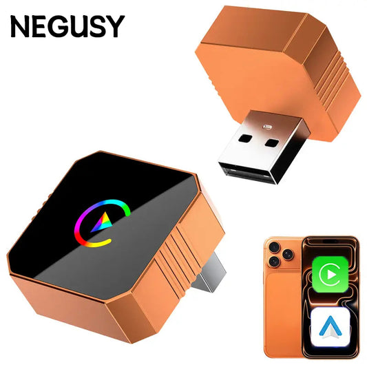 Newest 2026 Wireless CarPlay Adapter for iPhone/Android - Apple 17 Orange Fast Connect No Delay, Hands-Free Calling Wireless Adapter Electronic Charger CarPlay Adapter