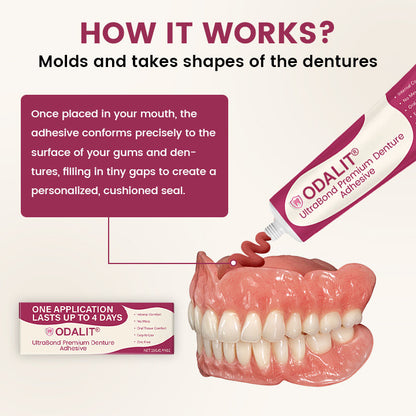 ODALIT® UltraBond Premium Denture Adhesive 🔥(Clinically Proven 4-Day Hold for Secure, Comfortable & Zinc-Free Denture Fit 🦷)