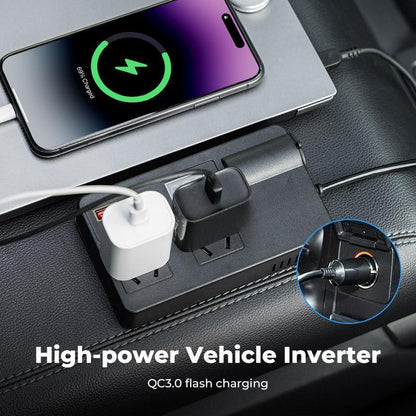 💥LAST DAY SALE 49% OFF💥Car Truck Inverter 12V-24V to 220V with Smart Chip QC3.0 Fast Charging for Laptops Tablets & Phones USB Ports Included Wireless Carplay Adapter