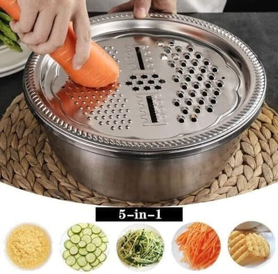 Premium 3-in-1 Multifunctional Stainless Steel Bowl & Grater Set