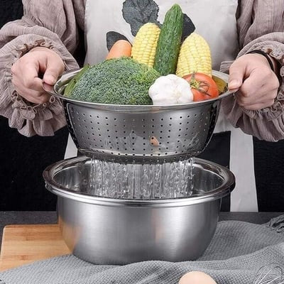 Premium 3-in-1 Multifunctional Stainless Steel Bowl & Grater Set