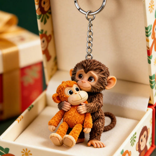 🐵 3D Effect Viral Punch Monkey Keychain 💕🎁Emotional Gift for Animal Lovers, Family, Friends, Loved Ones（副本）