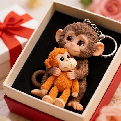 🐵 3D Effect Viral Punch Monkey Keychain 💕🎁Emotional Gift for Animal Lovers, Family, Friends, Loved Ones（副本）