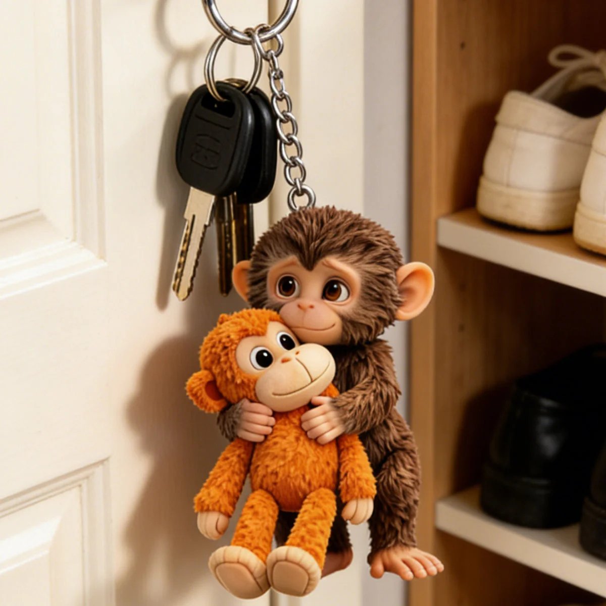 🐵 3D Effect Viral Punch Monkey Keychain 💕🎁Emotional Gift for Animal Lovers, Family, Friends, Loved Ones（副本）