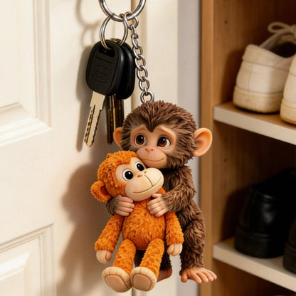 🐵 3D Effect Viral Punch Monkey Keychain 💕🎁Emotional Gift for Animal Lovers, Family, Friends, Loved Ones（副本）