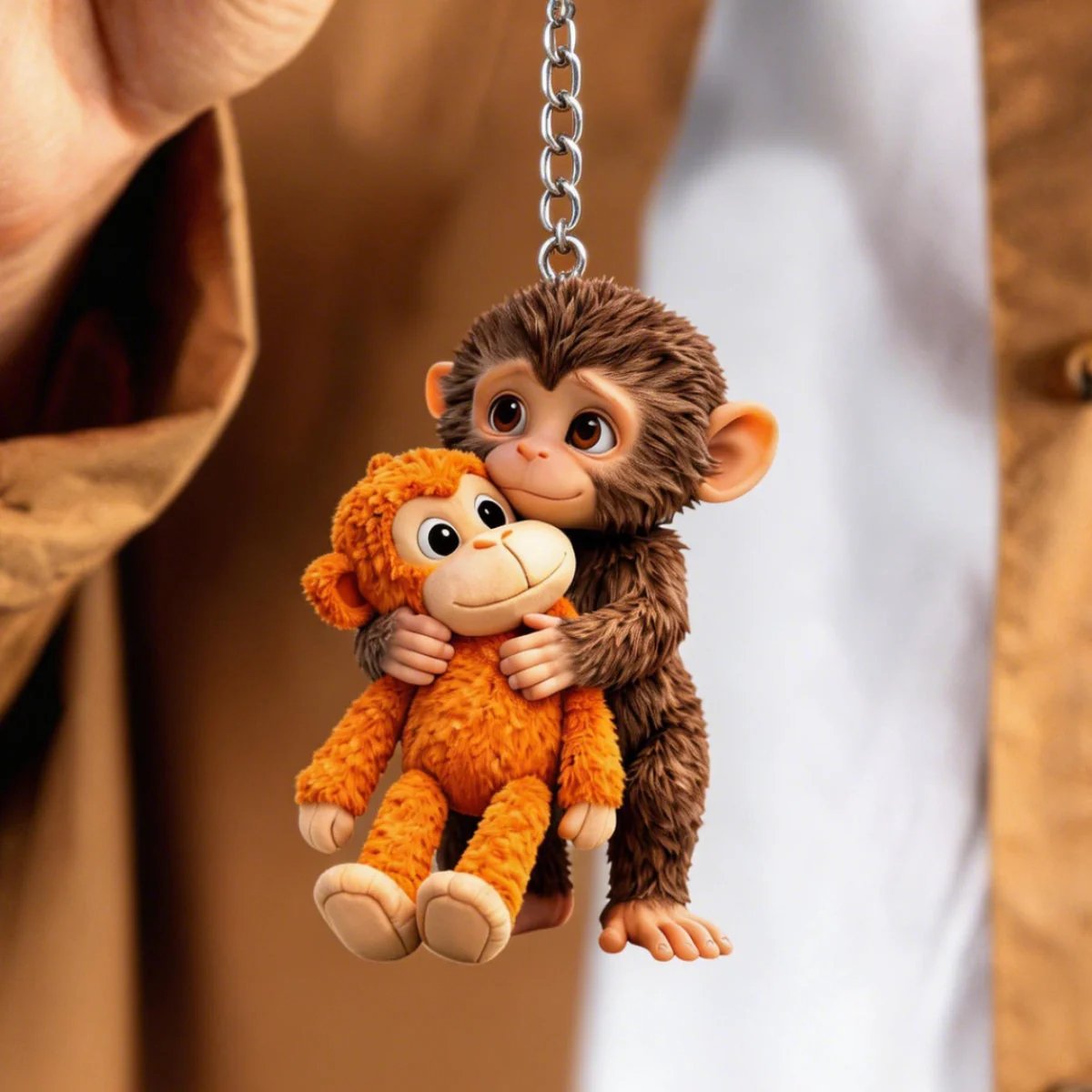 🐵 3D Effect Viral Punch Monkey Keychain 💕🎁Emotional Gift for Animal Lovers, Family, Friends, Loved Ones（副本）