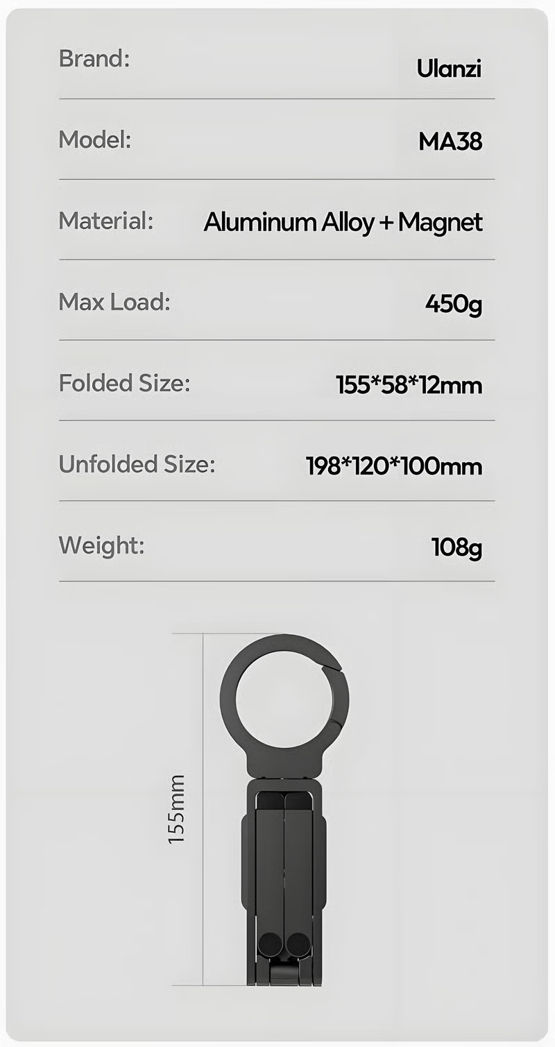 Magnetic Phone Tripod for iPhone, MA38 Portable Phone Holder Mini Tripod for Magsafe