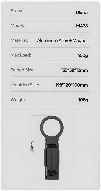 Magnetic Phone Tripod for iPhone, MA38 Portable Phone Holder Mini Tripod for Magsafe