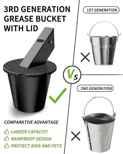 ✨Grease Bucket with Lid & Silicone Liner