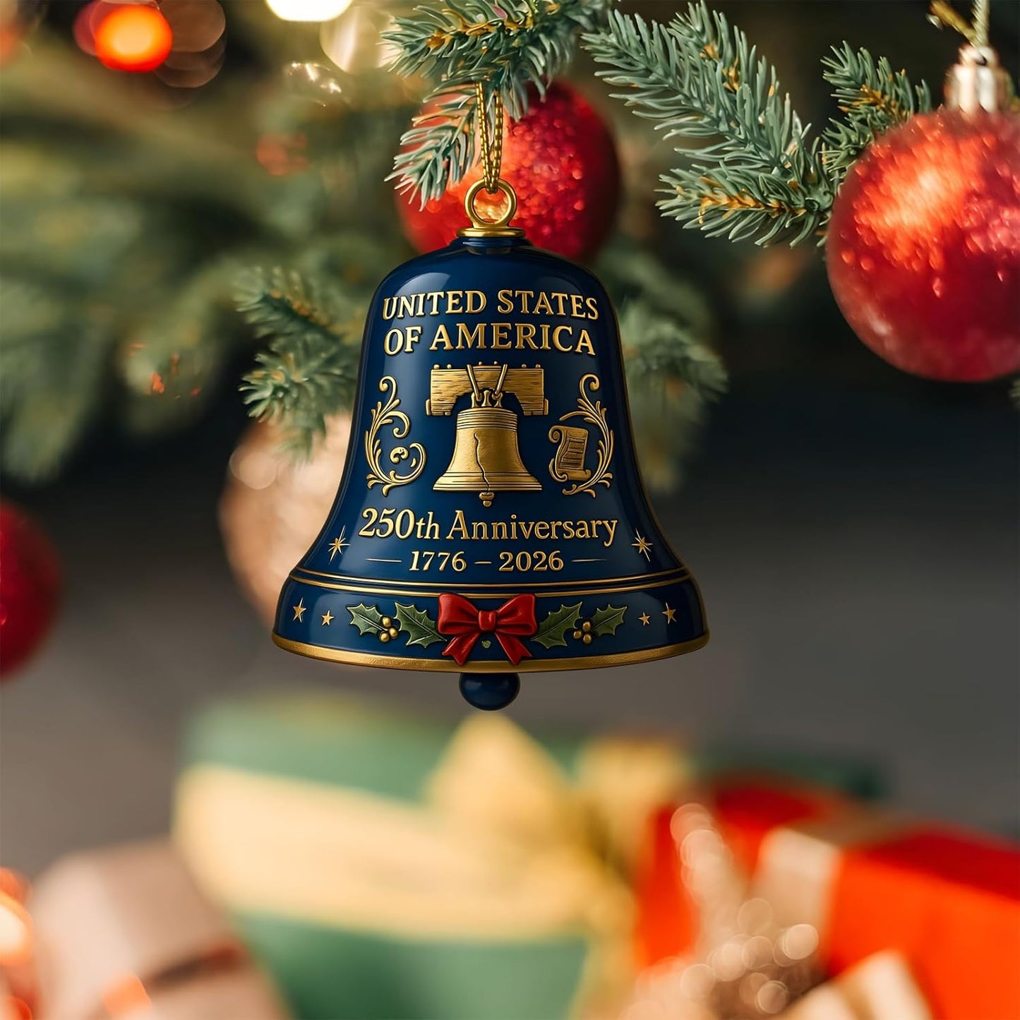 🌟Proudly made in Texas, USA🔔United States 250th Anniversary Bell Ornament