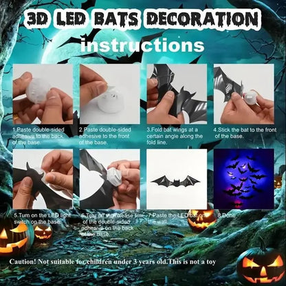 The Secret to a Next-Level Halloween-🎁3D Bat Design LED Decoration