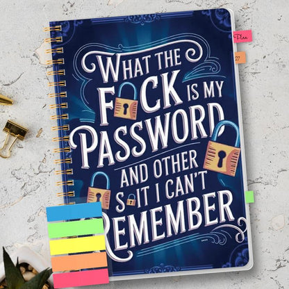 📅Funny Password Notebook - Spiral Bound with Lock Icons & Funny Security Phrases✍️